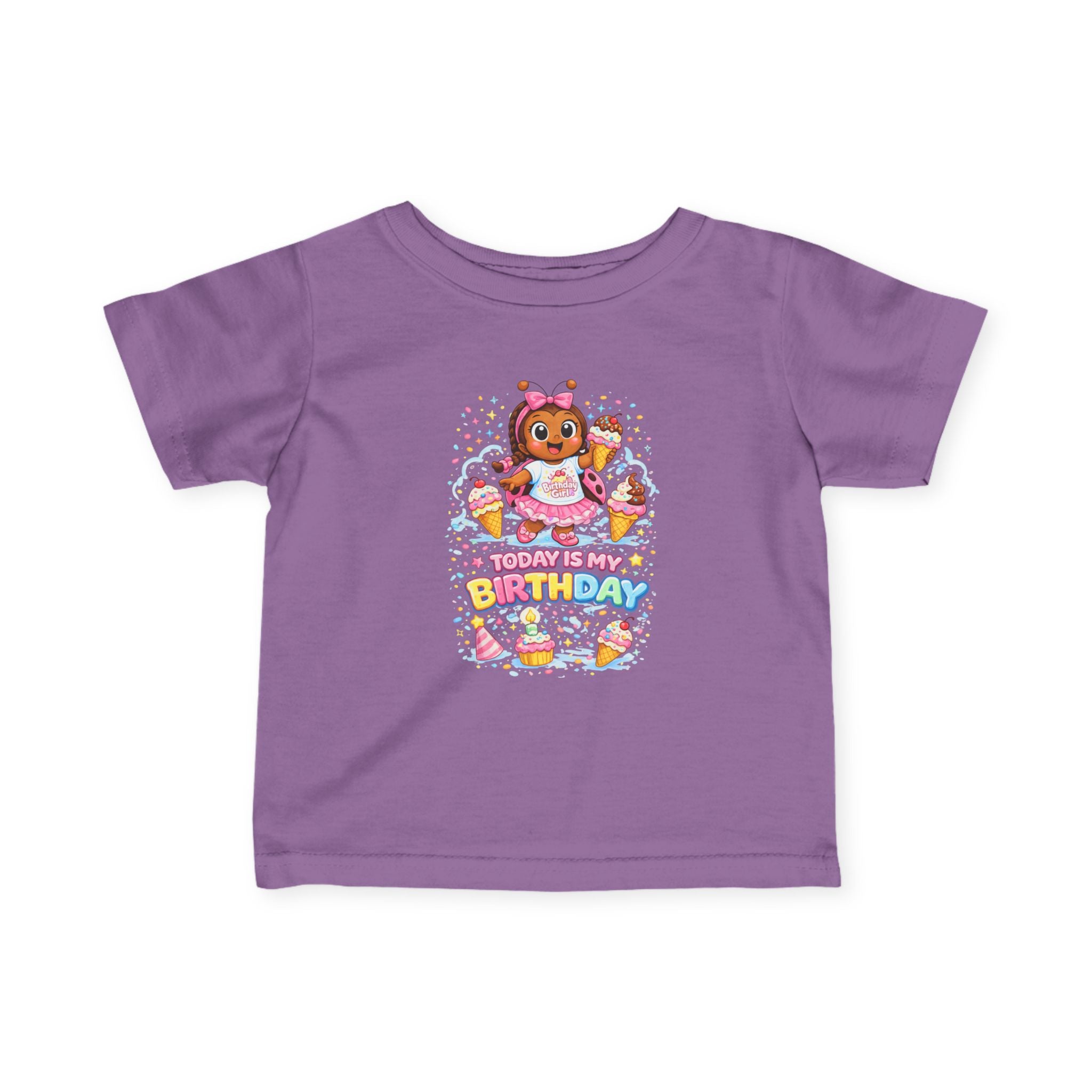Infant Tee — Sprinkle Bug Girl Cartoon in Pink Tutu