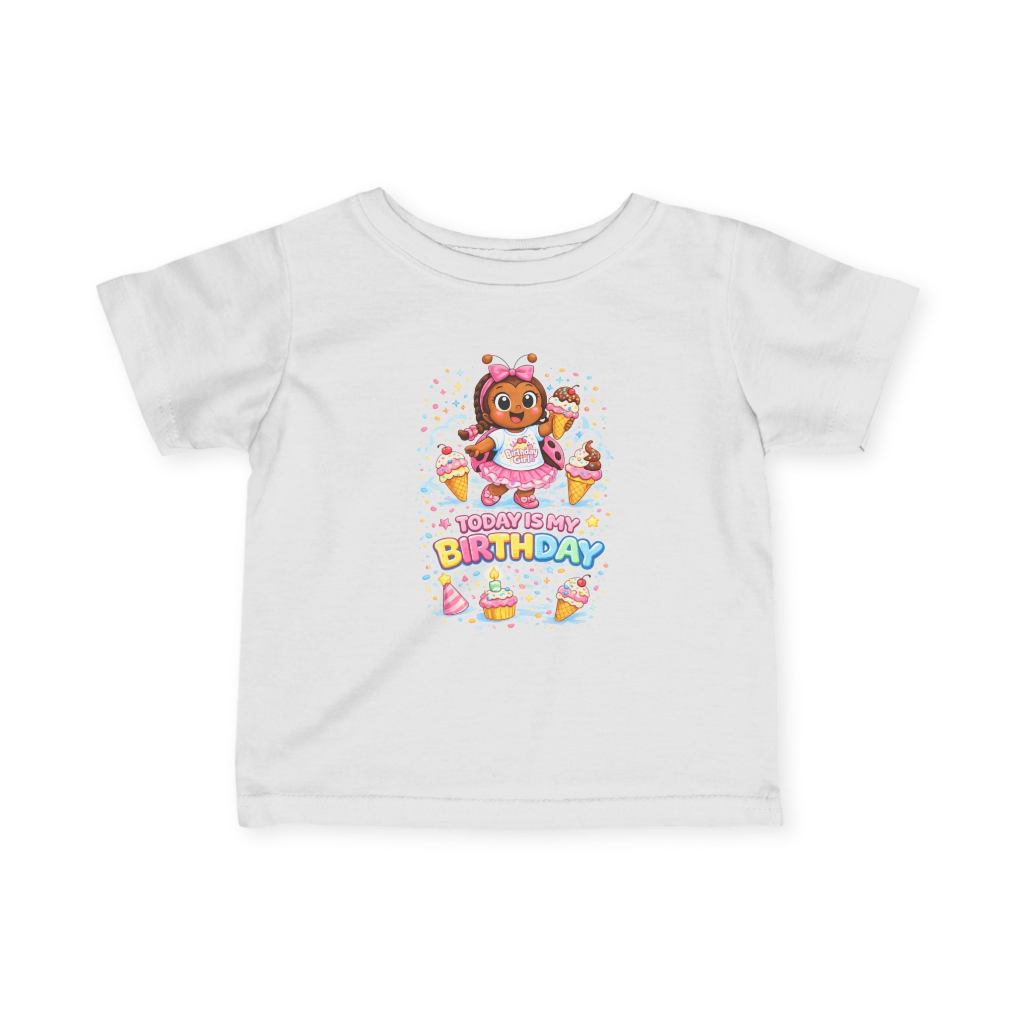 Infant Tee — Sprinkle Bug Girl Cartoon in Pink Tutu