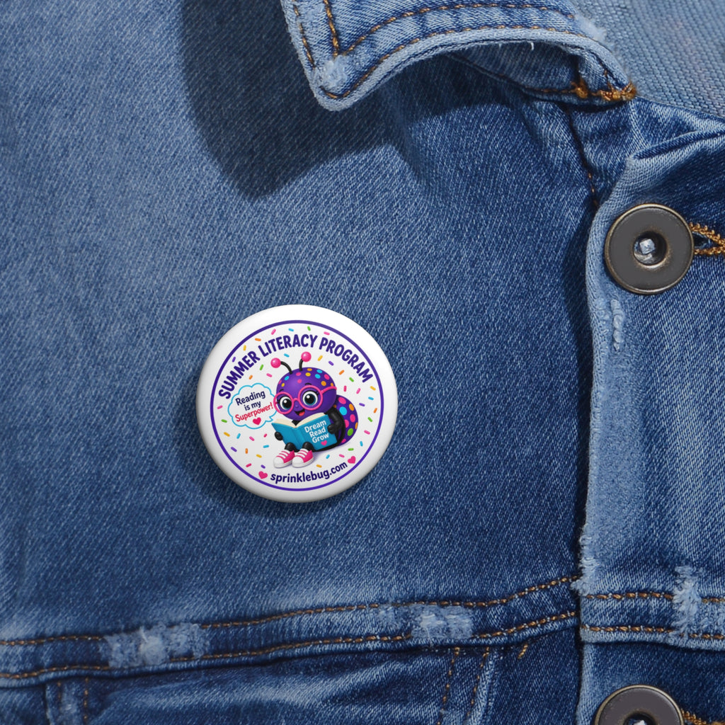 Summer Literacy Program Pin Button – 'Reading is My Superpower' Kids Book Club Badge