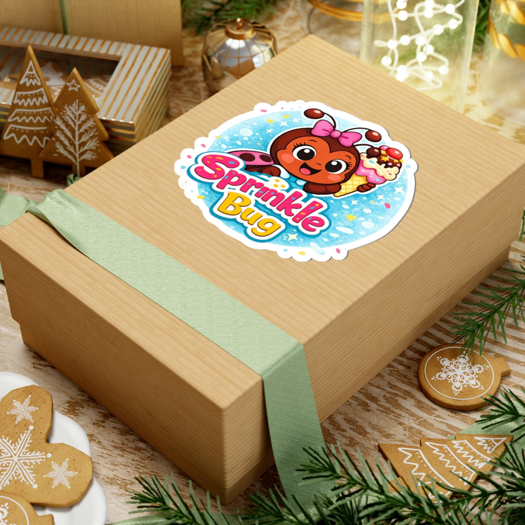 Sprinkle Bug Kiss-Cut Sticker — Cute Ladybug Ice Cream Decal for Kids & Laptops