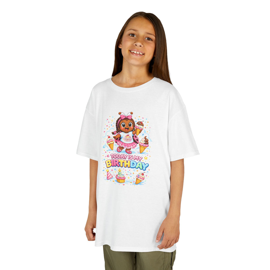 Kids Birthday T‑Shirt — "Today Is My Birthday" Cute Puppy Cake Design