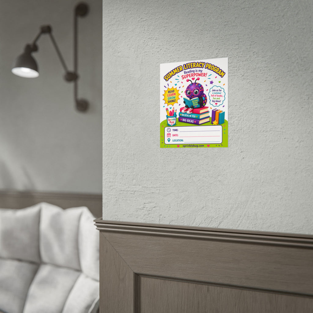 Summer Literacy Program Rolled Poster — "Reading is My Superpower" Kids Classroom Sign