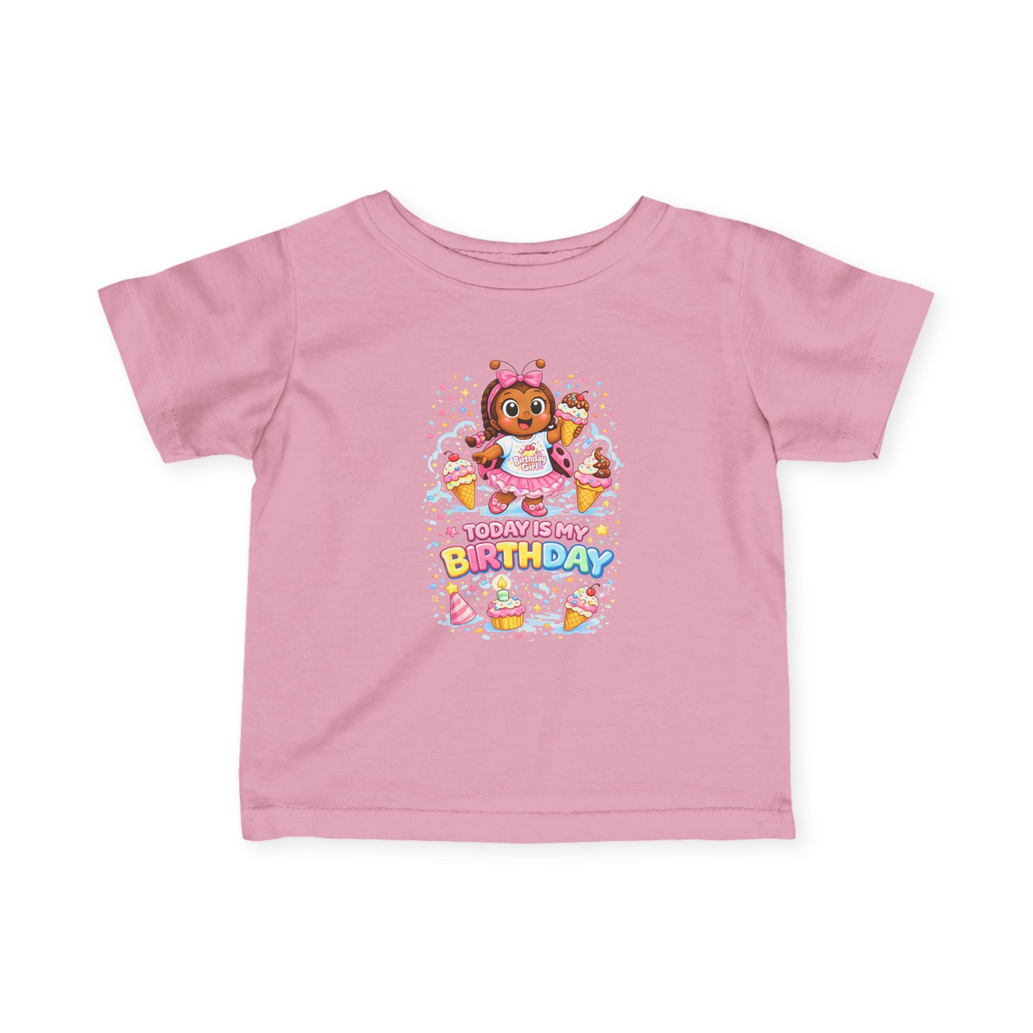 Infant Tee — Sprinkle Bug Girl Cartoon in Pink Tutu
