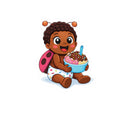 Cute Baby Ladybug Sticker — Baby Eating Ice Cream Kiss-Cut Vinyl Sticker