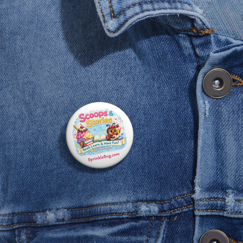 Pin Button — Scoops & Stories Kids Club Badge (Read, Learn & Have Fun)