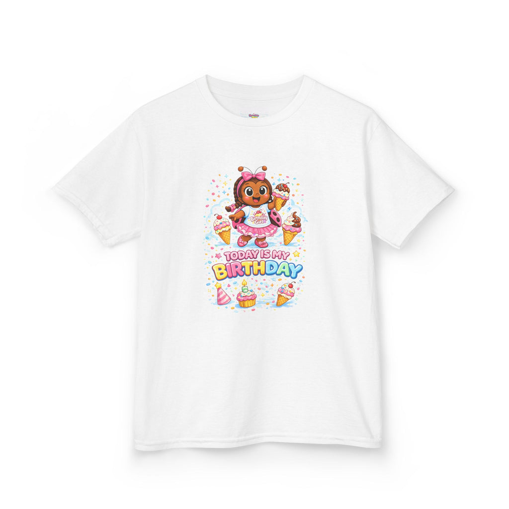 Kids Birthday T‑Shirt — "Today Is My Birthday" Cute Puppy Cake Design