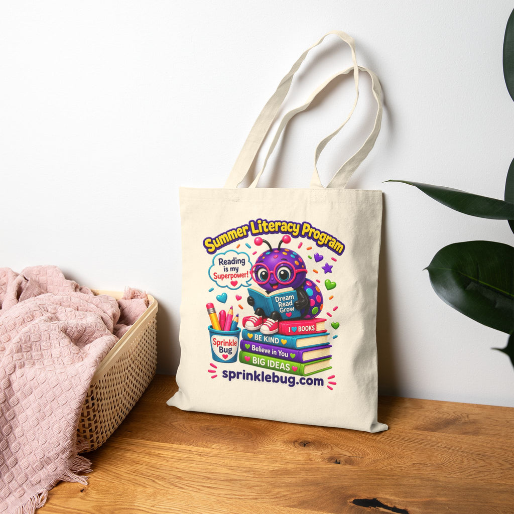 Summer Literacy Program Tote Bag — Kids Reading Owl Canvas Book Bag
