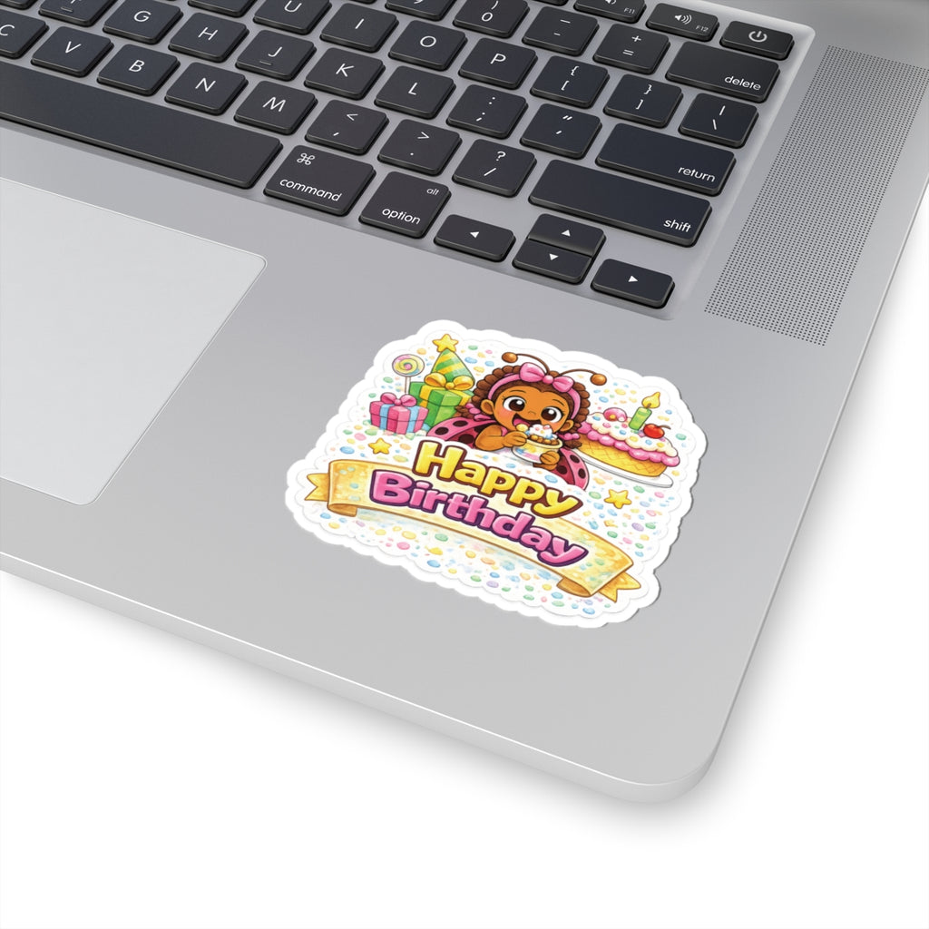 Happy Birthday Ladybug Kid Sticker — Cute Party Gift Sticker for Kids