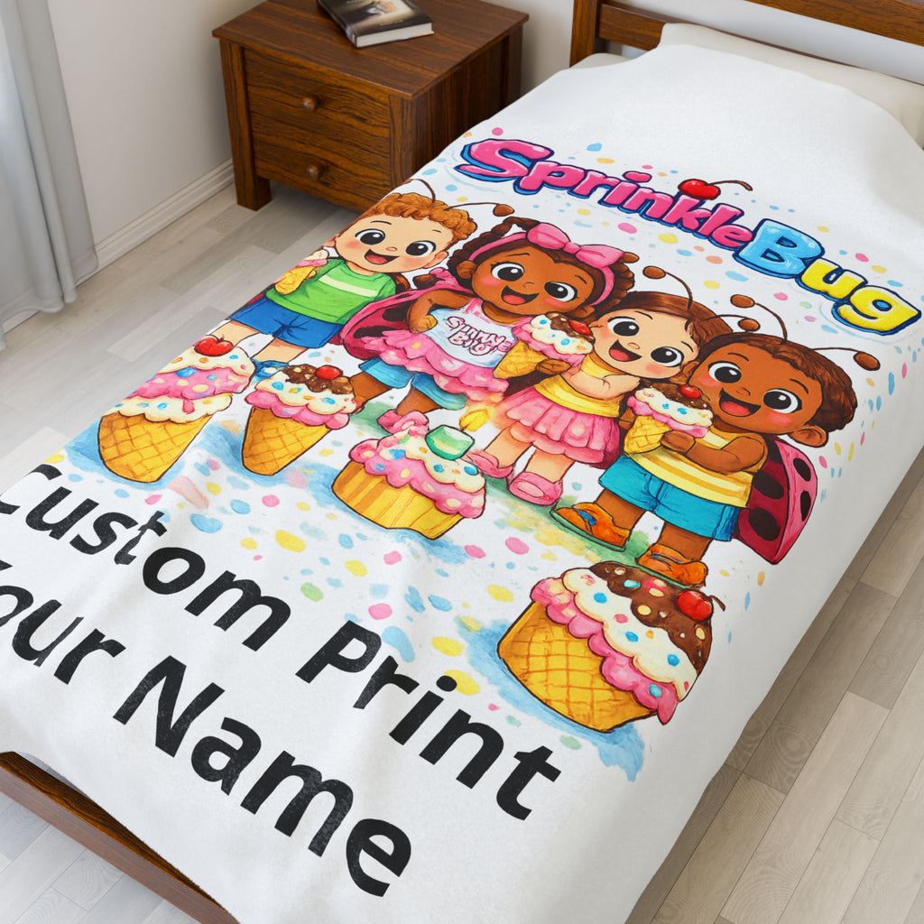 Personalized Velveteen Plush Blanket — SprinkleBug Kids Custom Name Blanket