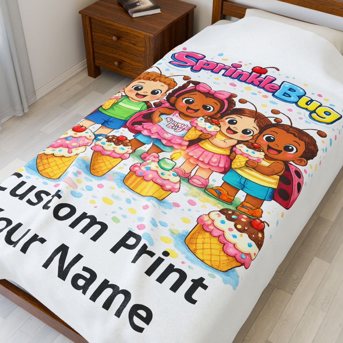 Personalized Velveteen Plush Blanket — SprinkleBug Kids Custom Name Blanket