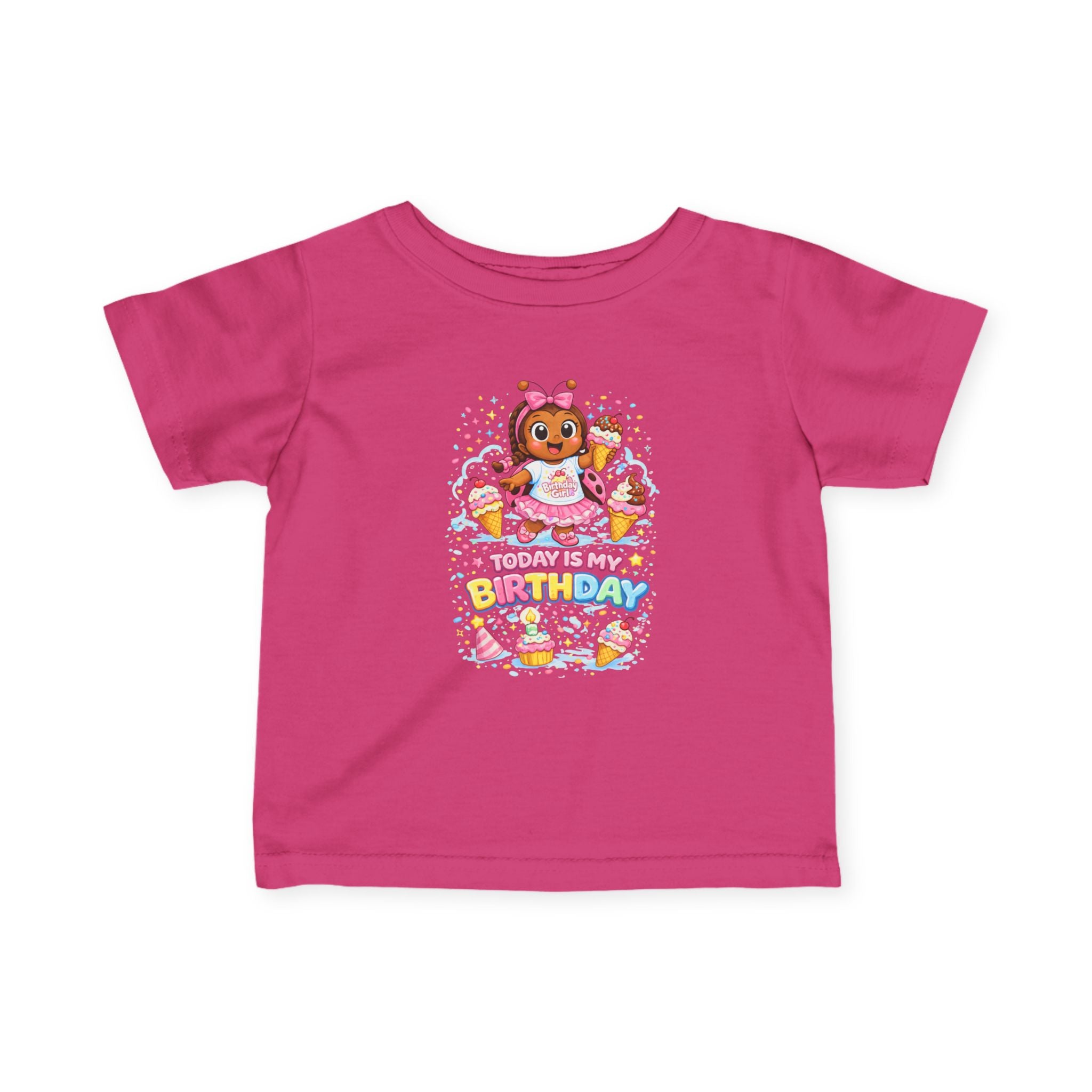 Infant Tee — Sprinkle Bug Girl Cartoon in Pink Tutu