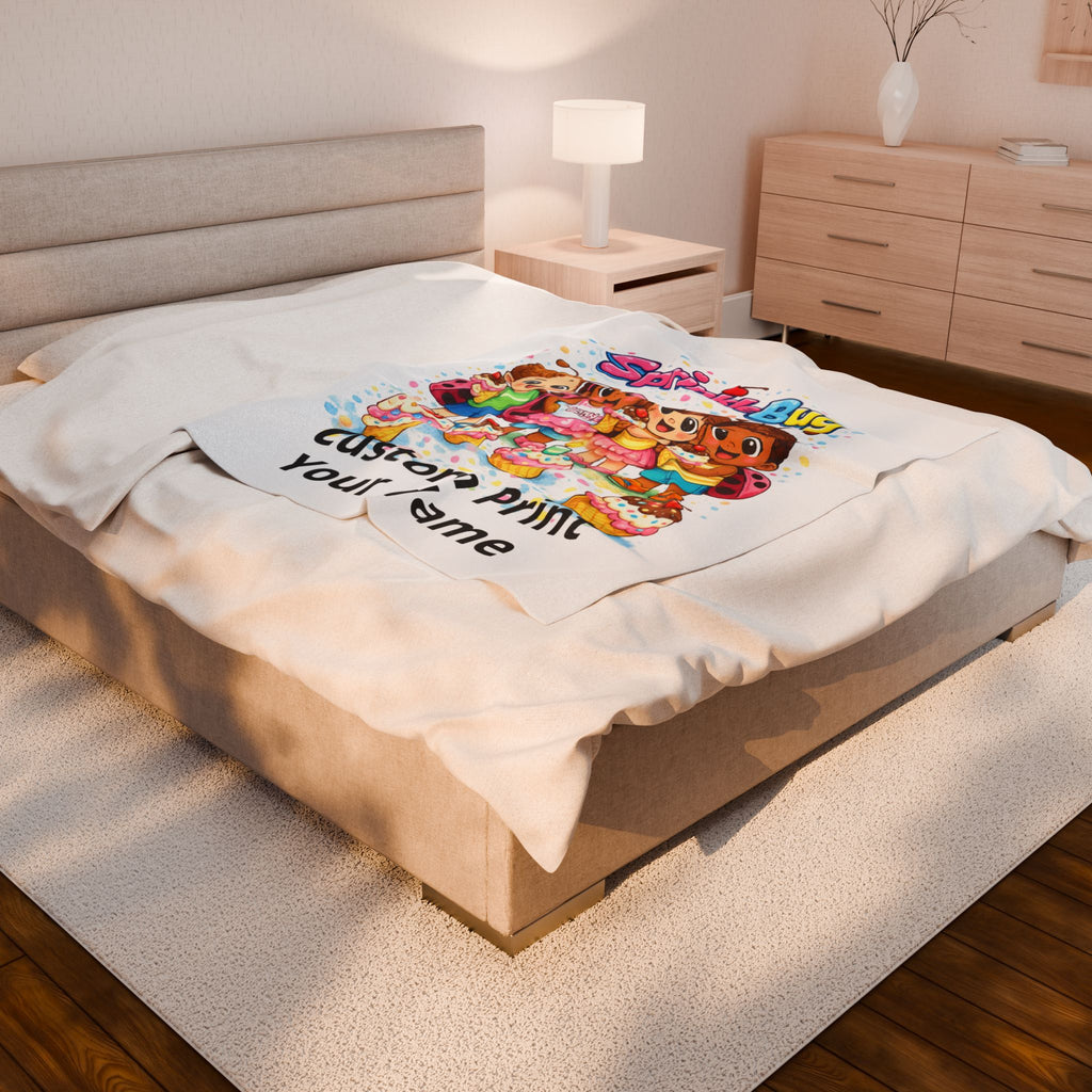 Personalized Velveteen Plush Blanket — SprinkleBug Kids Custom Name Blanket