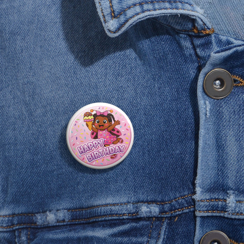 Happy Birthday Kiddo Pin Button — Cute Ice Cream Party Lapel Badge