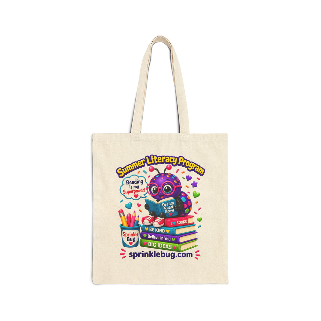 Summer Literacy Program Tote Bag — Kids Reading Owl Canvas Book Bag