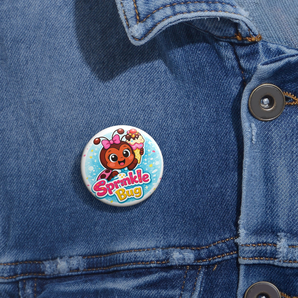 Sprinkle Bug Cute Cartoon Pin Button — Kids Ice Cream Badge