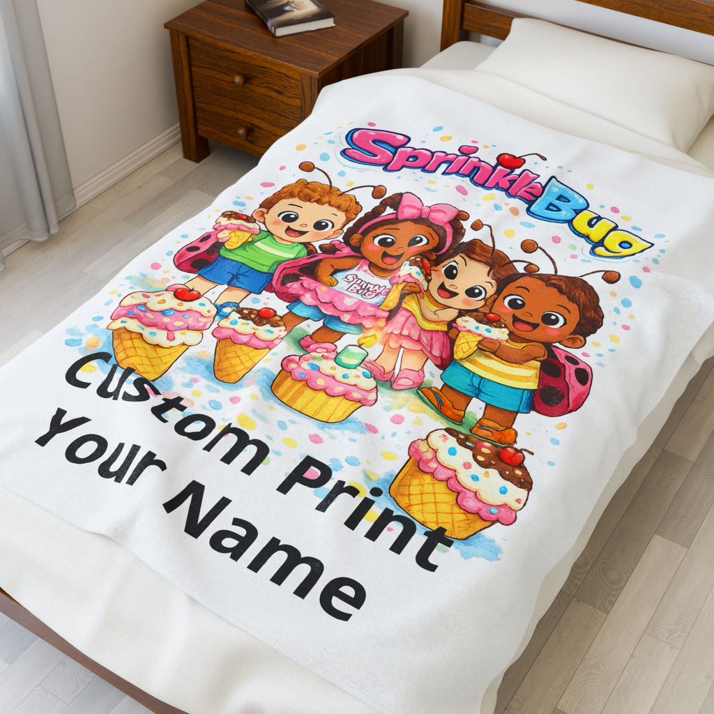 Personalized Velveteen Plush Blanket — SprinkleBug Kids Custom Name Blanket