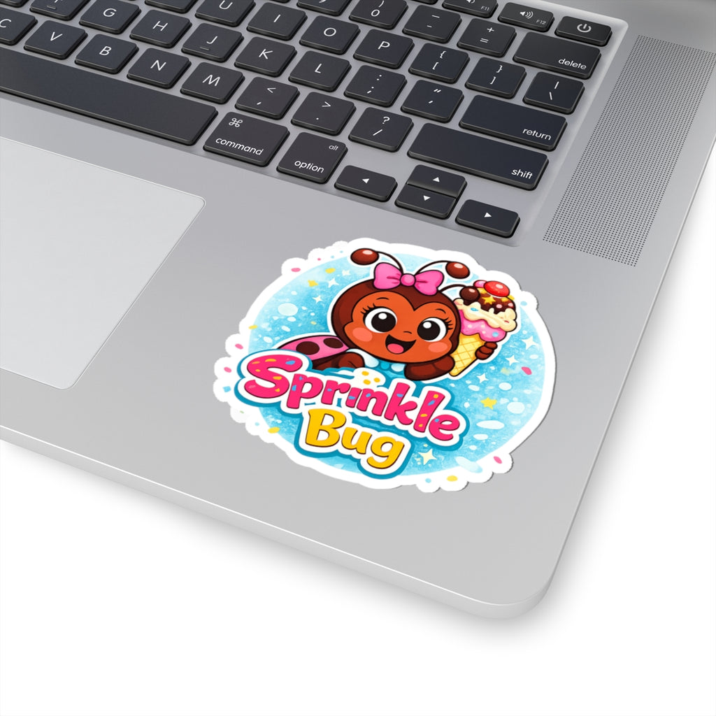 Sprinkle Bug Kiss-Cut Sticker — Cute Ladybug Ice Cream Decal for Kids & Laptops