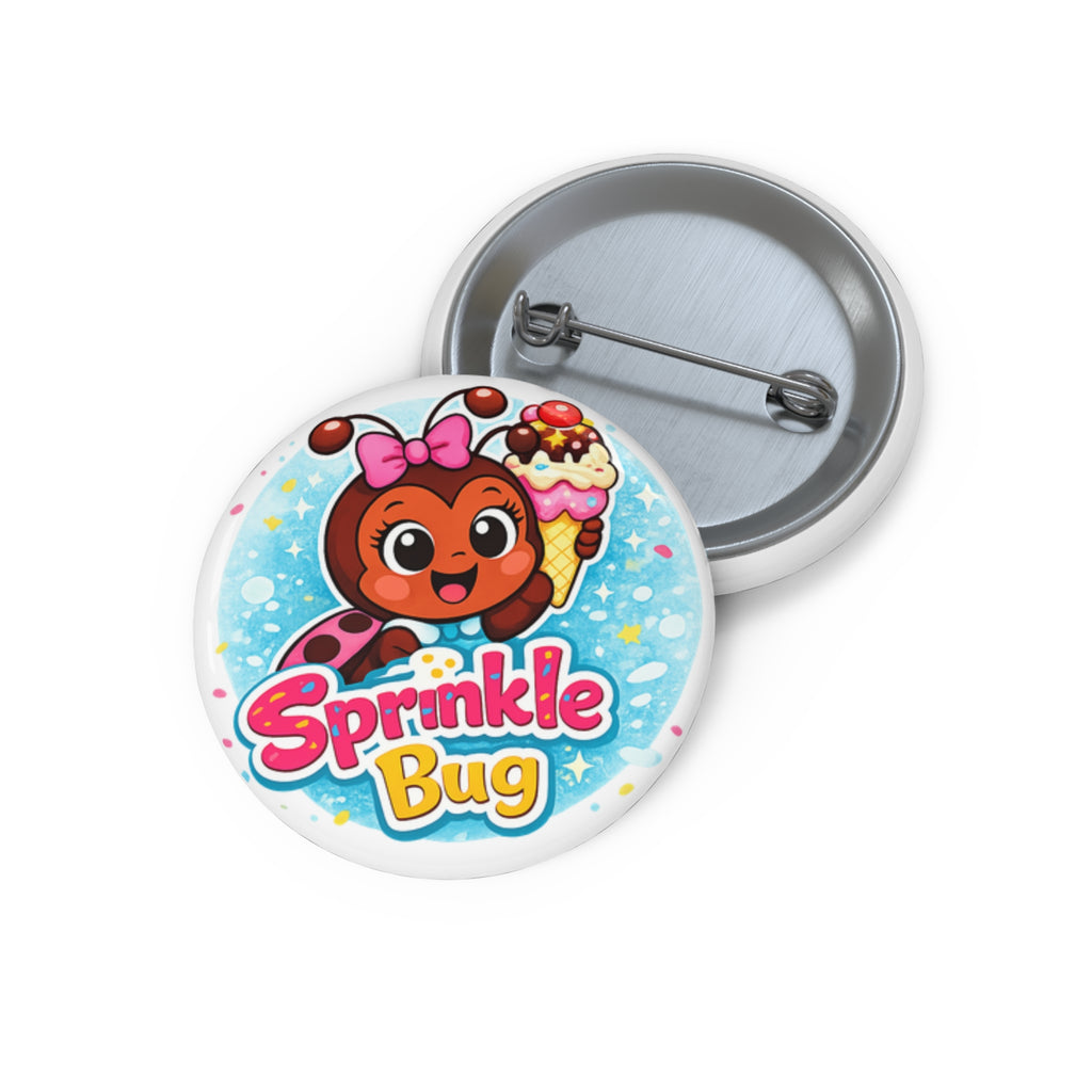 Sprinkle Bug Cute Cartoon Pin Button — Kids Ice Cream Badge