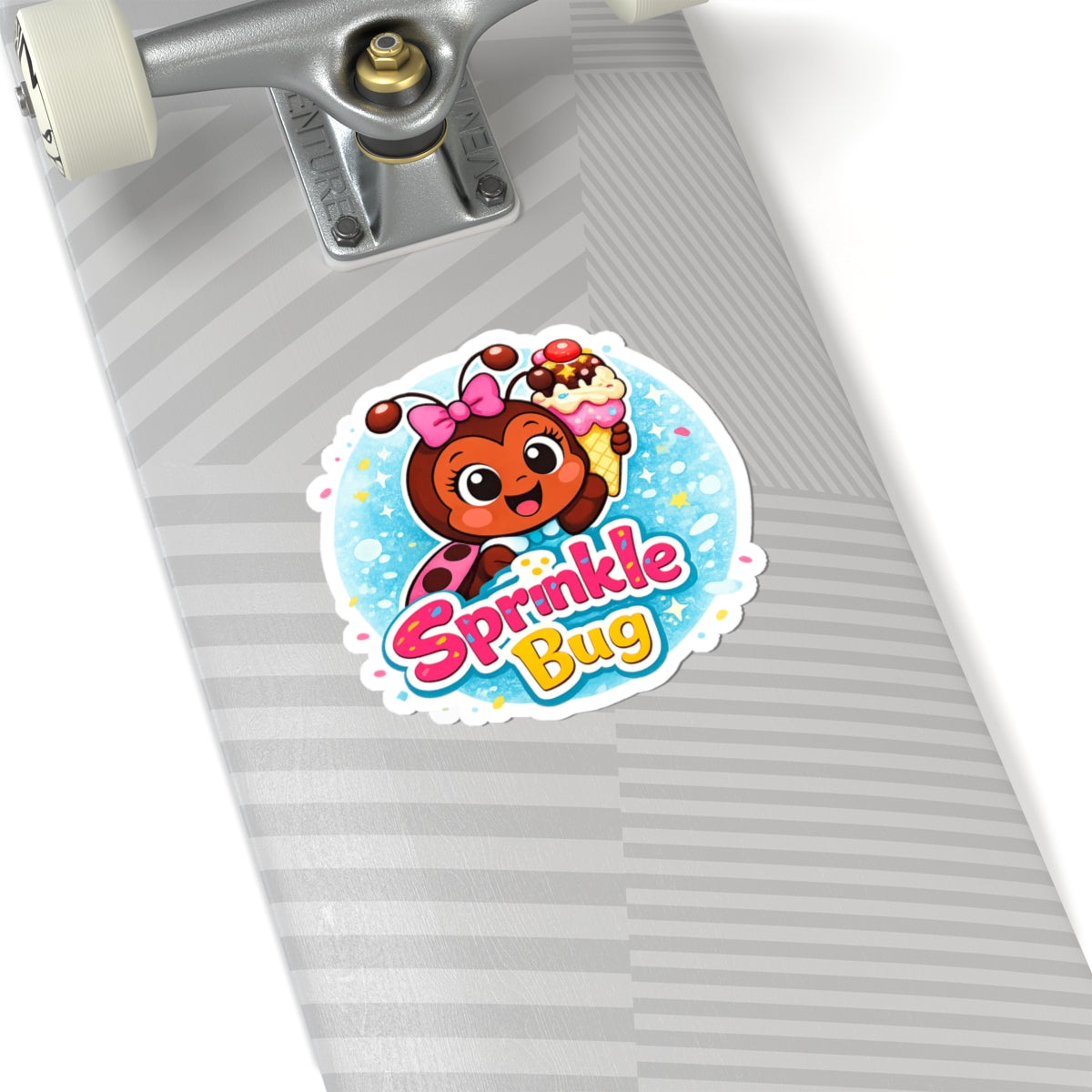 Sprinkle Bug Kiss-Cut Sticker — Cute Ladybug Ice Cream Decal for Kids & Laptops