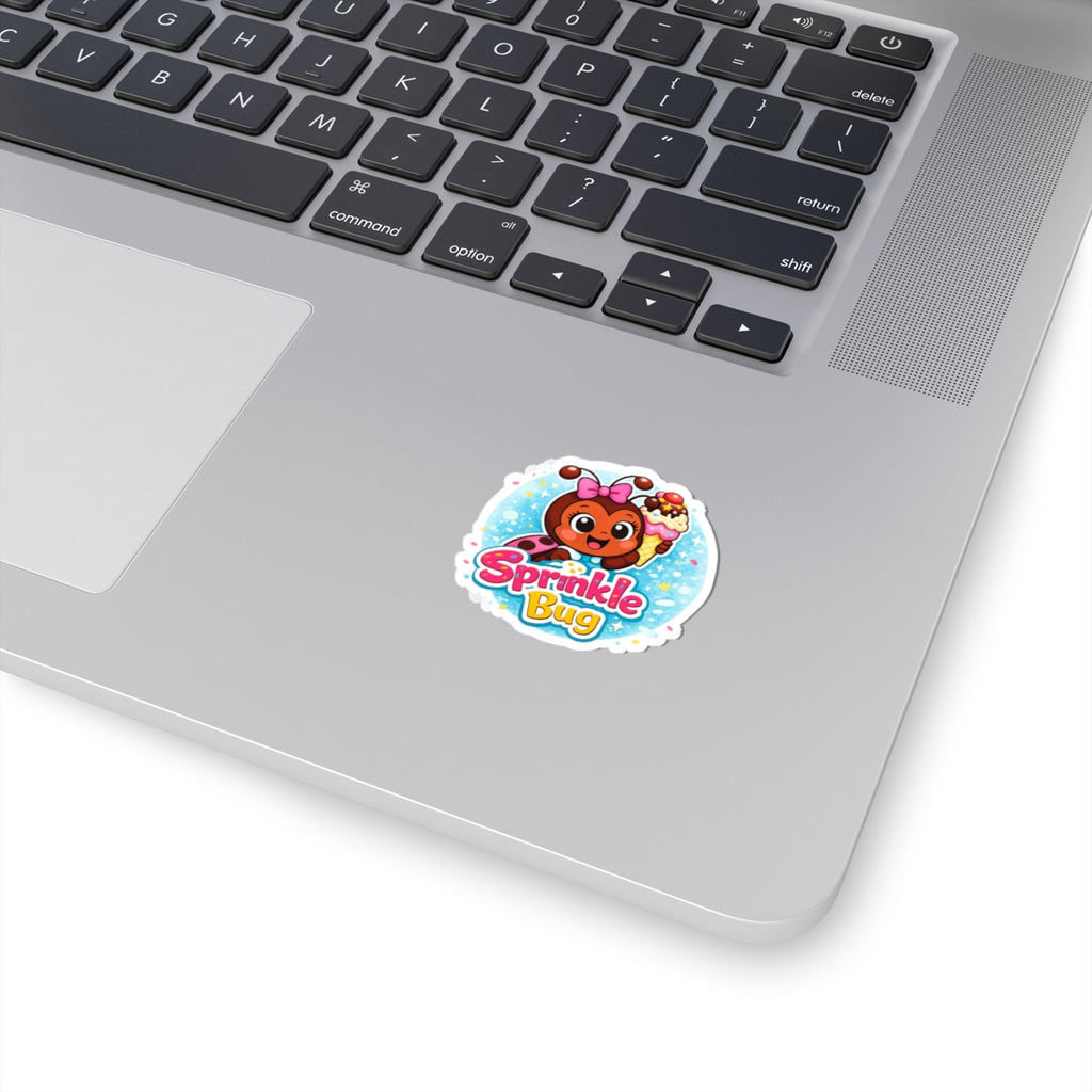 Sprinkle Bug Kiss-Cut Sticker — Cute Ladybug Ice Cream Decal for Kids & Laptops