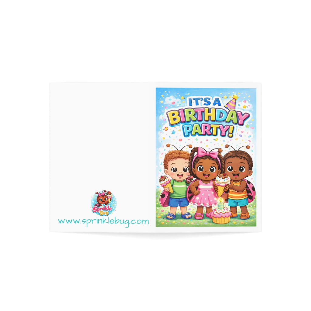 Birthday Party Kids Greeting Card — "It's a Birthday Party!" (Single or Bulk Packs)