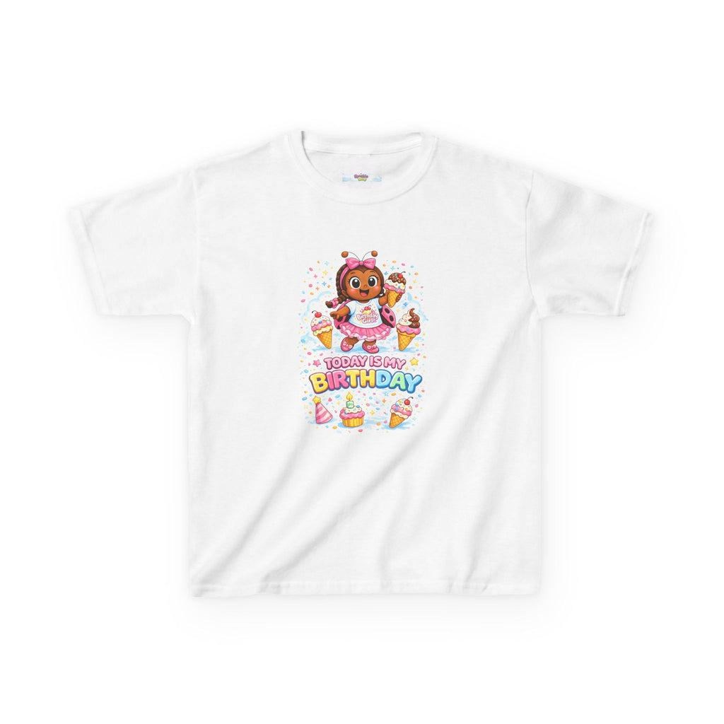 Kids Birthday T‑Shirt — "Today Is My Birthday" Cute Puppy Cake Design