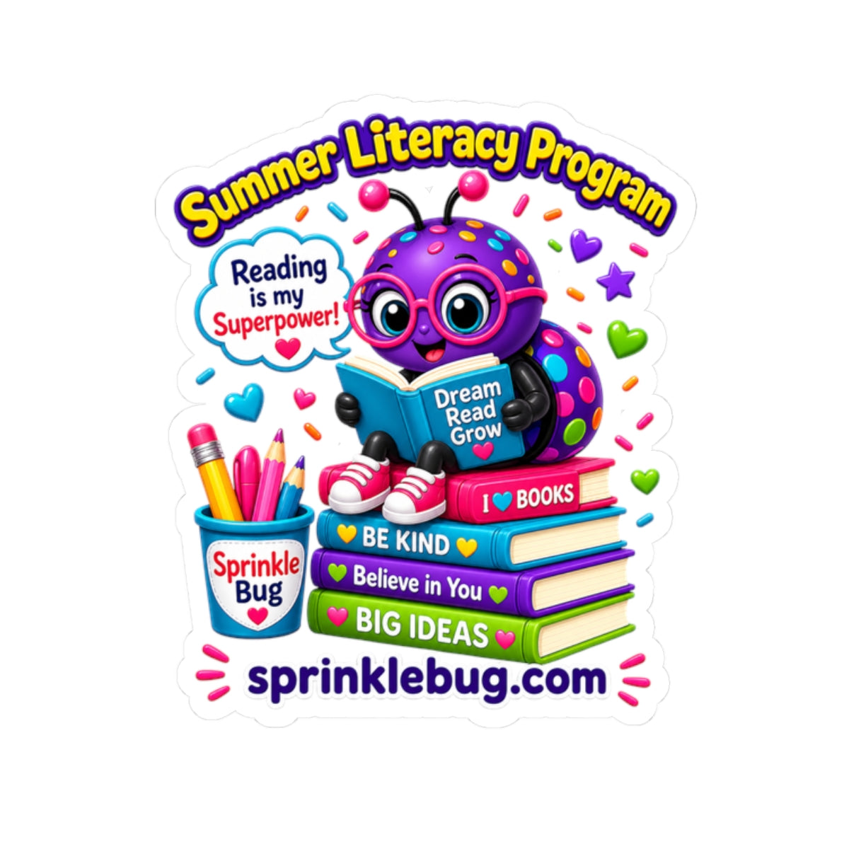 Summer Literacy Program Sticker — Reading Is My Superpower Kiss-Cut Sticker
