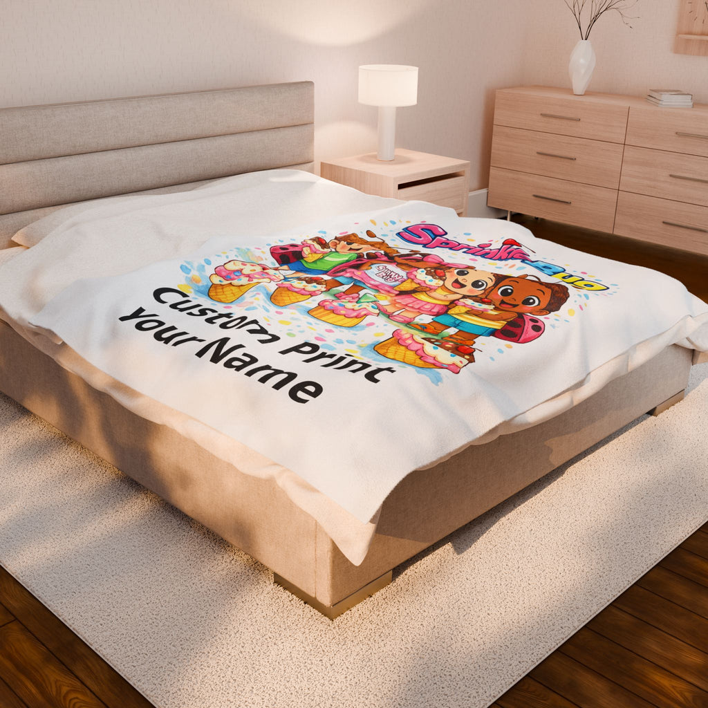 Personalized Velveteen Plush Blanket — SprinkleBug Kids Custom Name Blanket